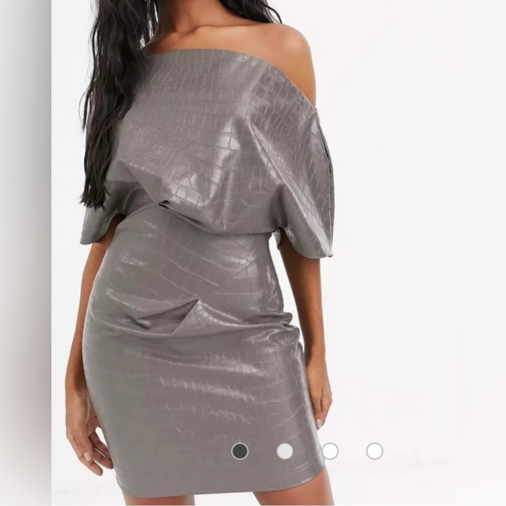 ASOS Design croc pu fallen shoulder mini